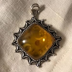 Amber 925 silver pendant handmade jewelry gift